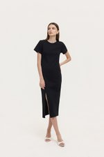 JENNA ASYMMETRIC SHEATH MIDI DRESS