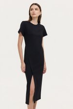 JENNA ASYMMETRIC SHEATH MIDI DRESS