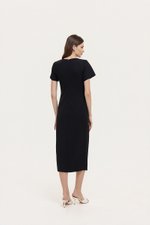 JENNA ASYMMETRIC SHEATH MIDI DRESS