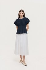 HALLIA PUFF SLEEVES PLEATED LINEN TOP