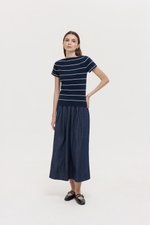 BRIGETTE BOAT NECK STRIPED KNIT TOP