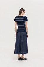 BRIGETTE BOAT NECK STRIPED KNIT TOP