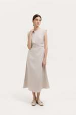 TABITHA CROSS FRONT MIDI LINEN DRESS