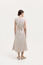 TABITHA CROSS FRONT MIDI LINEN DRESS