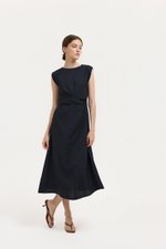 TABITHA CROSS FRONT MIDI LINEN DRESS