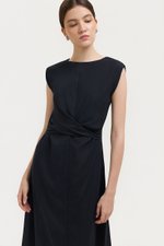 TABITHA CROSS FRONT MIDI LINEN DRESS
