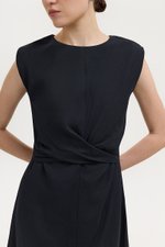 TABITHA CROSS FRONT MIDI LINEN DRESS