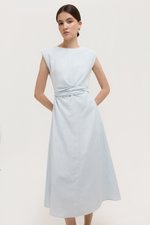 TABITHA CROSS FRONT MIDI LINEN DRESS