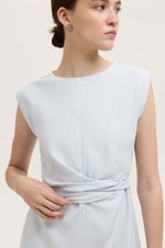 TABITHA CROSS FRONT MIDI LINEN DRESS