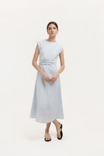 TABITHA CROSS FRONT MIDI LINEN DRESS