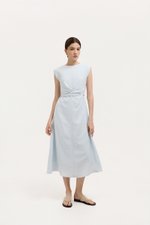 TABITHA CROSS FRONT MIDI LINEN DRESS