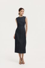 MELLANY SHEATH ELASTICATED DENIM DRESS