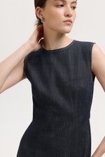 MELLANY SHEATH ELASTICATED DENIM DRESS