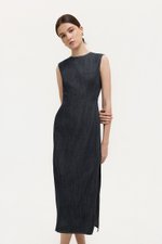 MELLANY SHEATH ELASTICATED DENIM DRESS