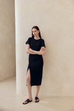 JENNA ASYMMETRIC SHEATH MIDI DRESS