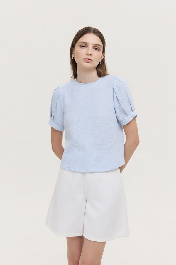 ELISABETTA COTTON PUFF SLEEVE TOP