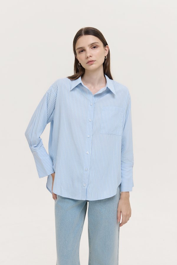 *BACKORDER* ALERIE OVERSIZED LONG CUFF STRIPED SHIRT