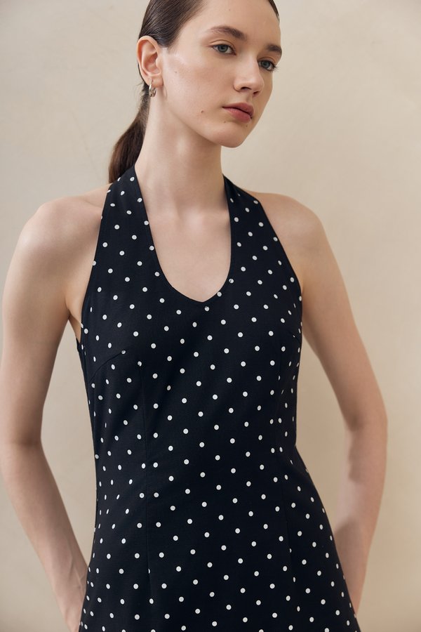 VALERINE POLKA DOT HALTER MINI DRESS