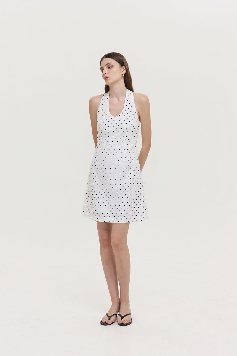 VALERINE POLKA DOT HALTER MINI DRESS