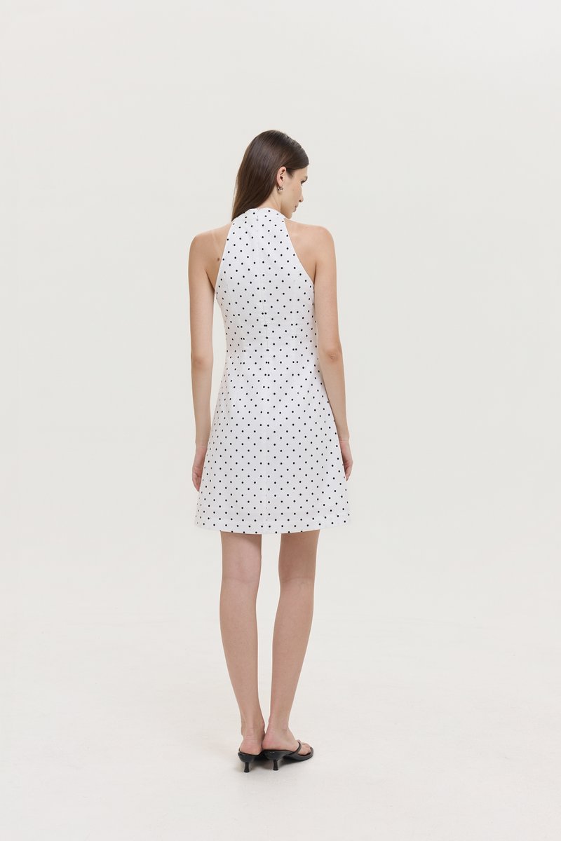 VALERINE POLKA DOT HALTER MINI DRESS