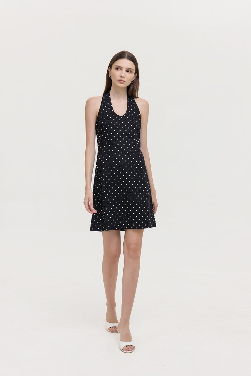 VALERINE POLKA DOT HALTER MINI DRESS
