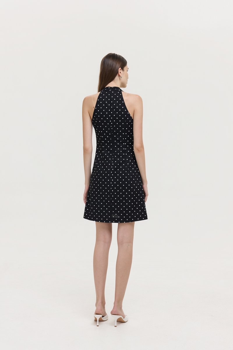 VALERINE POLKA DOT HALTER MINI DRESS