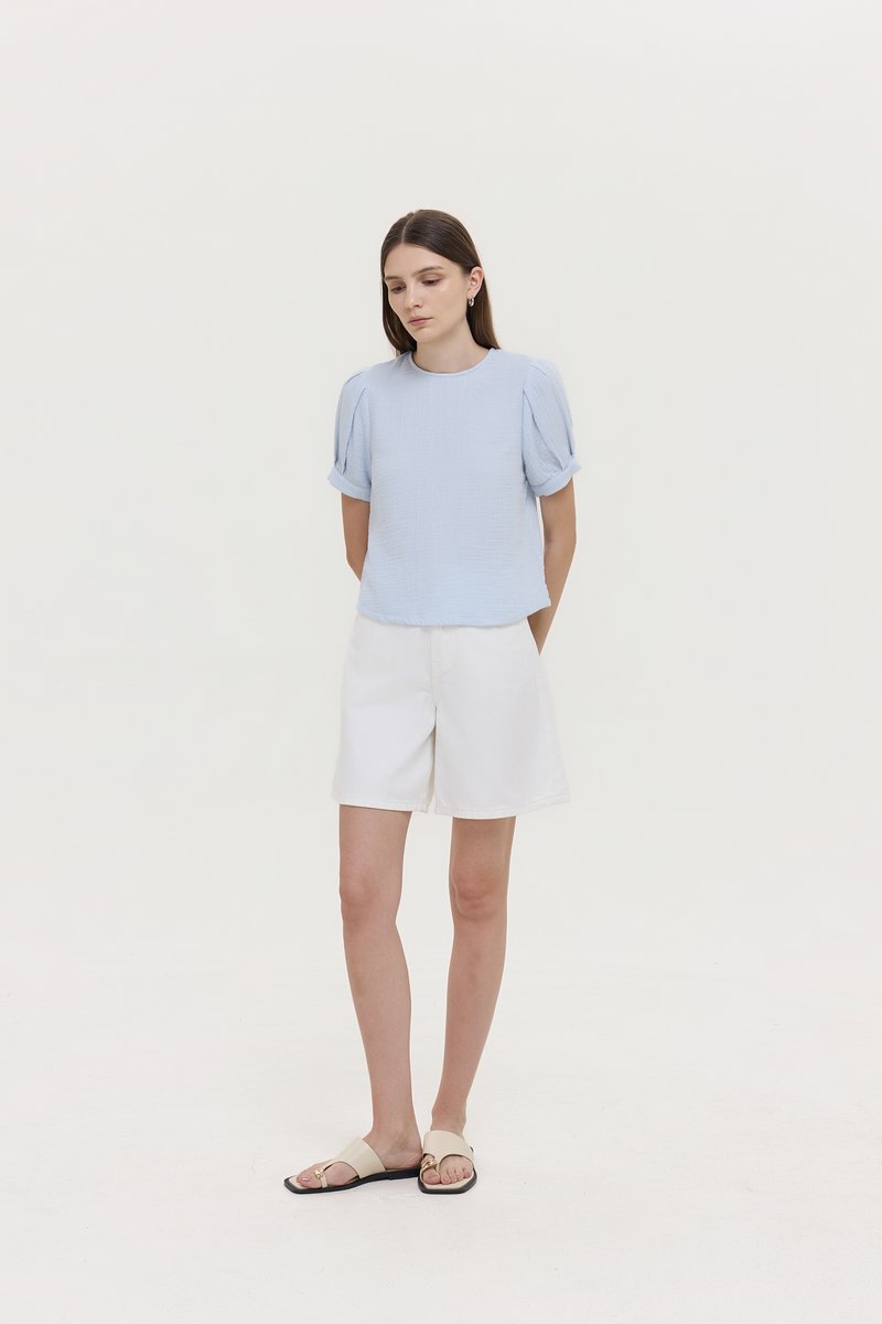 ELISABETTA COTTON PUFF SLEEVE TOP