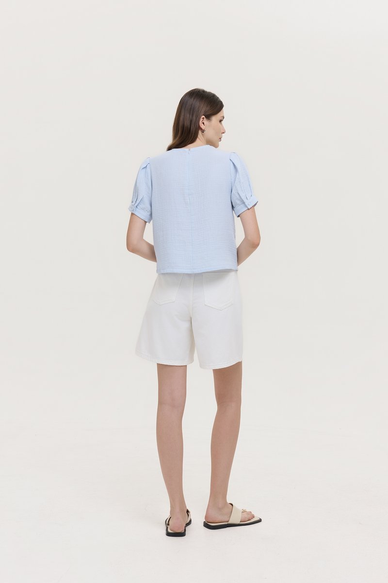 ELISABETTA COTTON PUFF SLEEVE TOP