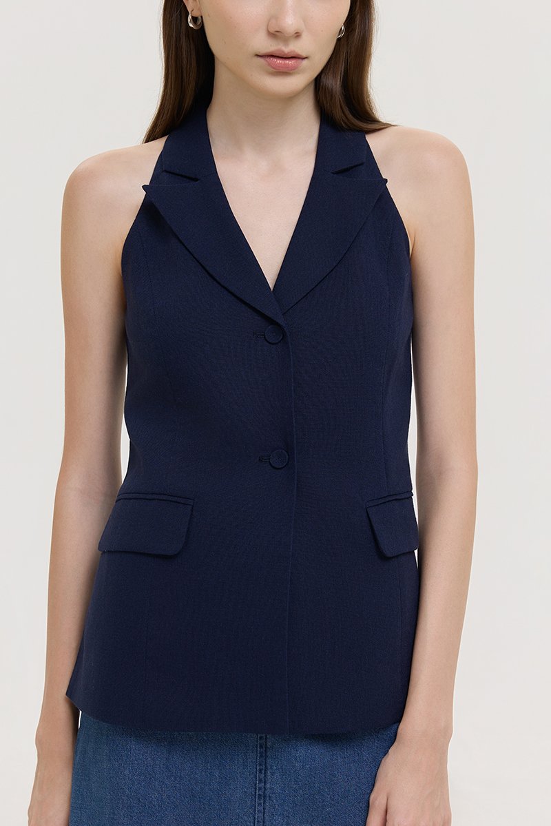 GRACIA LINEN LONG VEST TOP