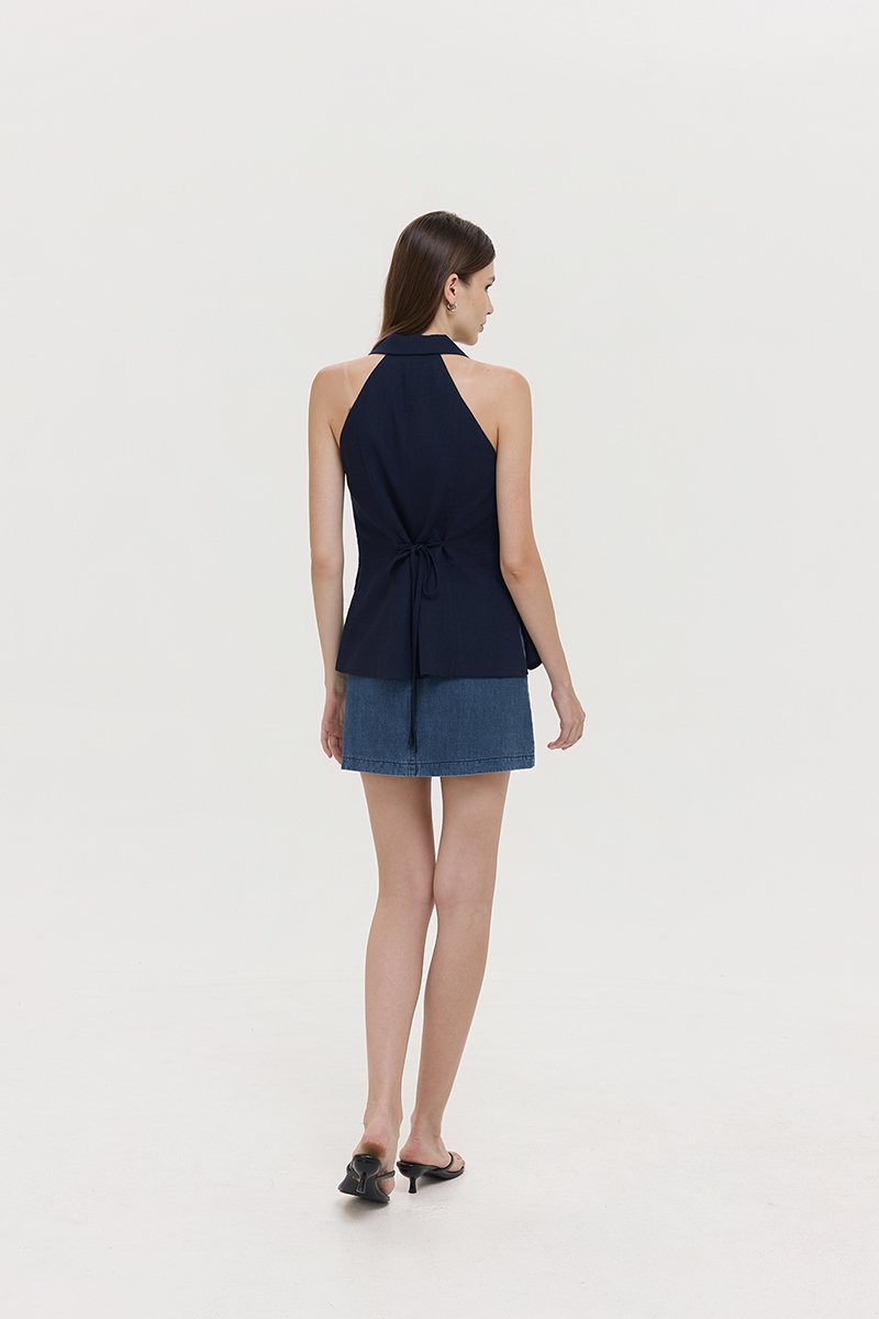 GRACIA LINEN LONG VEST TOP