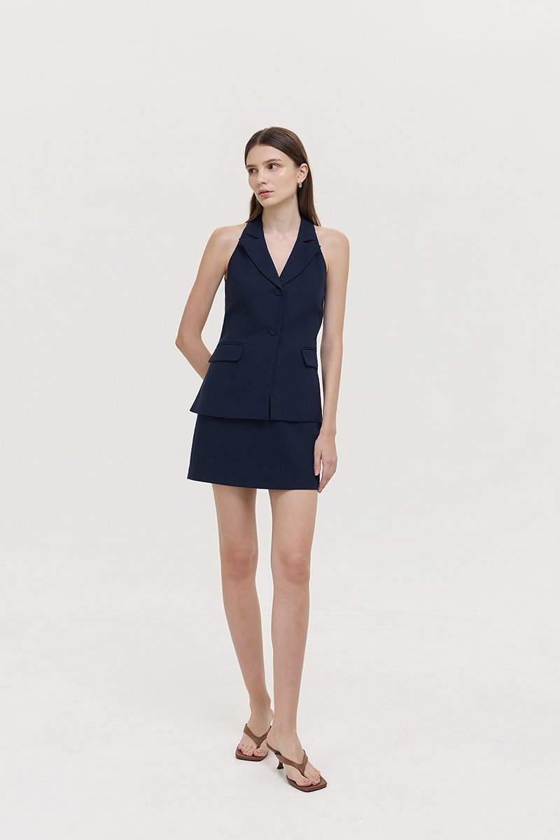 GRACIA LINEN LONG VEST TOP