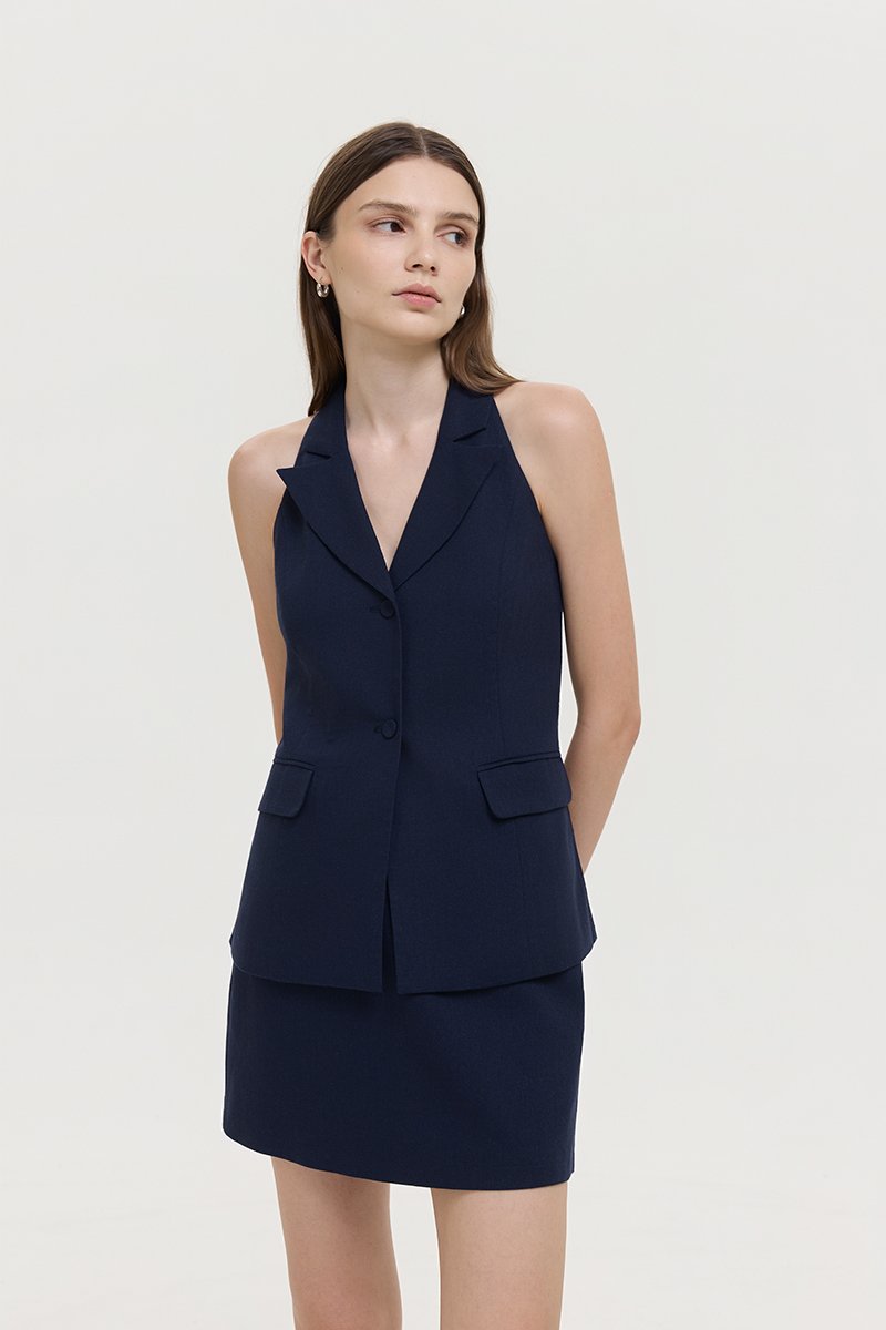 GRACIA LINEN LONG VEST TOP