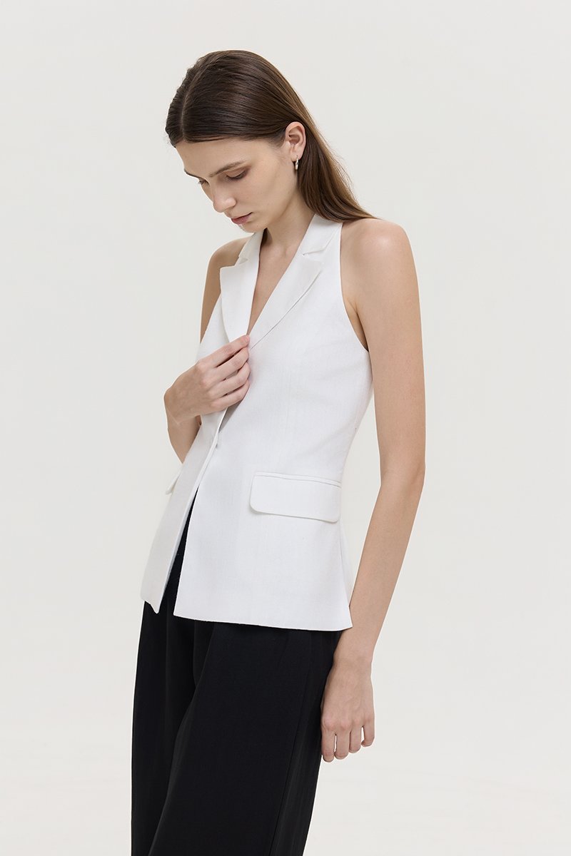GRACIA LINEN LONG VEST TOP