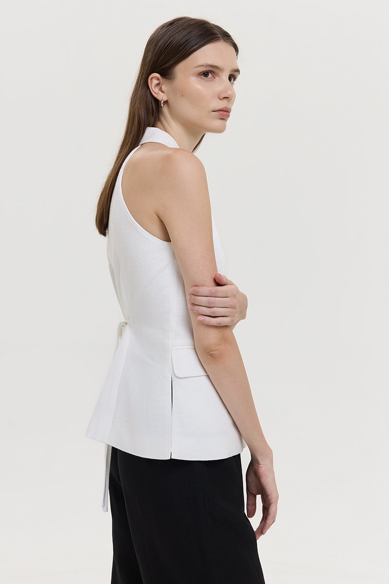 GRACIA LINEN LONG VEST TOP