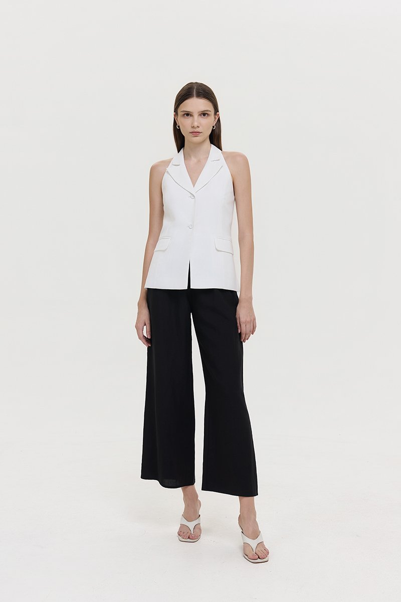 GRACIA LINEN LONG VEST TOP