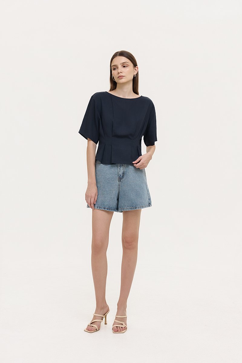 GABBIE PLEATED LINEN TOP