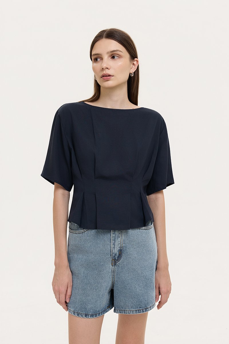 GABBIE PLEATED LINEN TOP