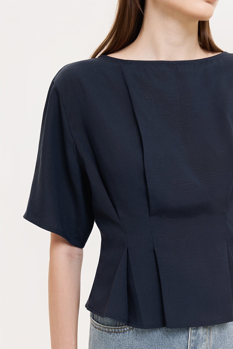GABBIE PLEATED LINEN TOP