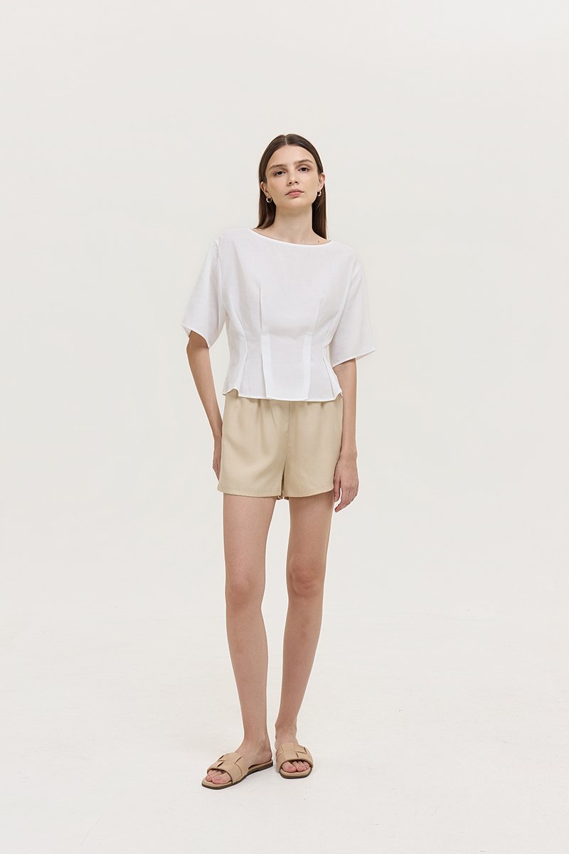 GABBIE PLEATED LINEN TOP