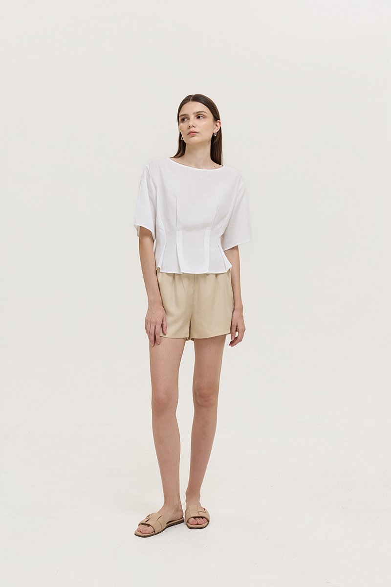 GABBIE PLEATED LINEN TOP