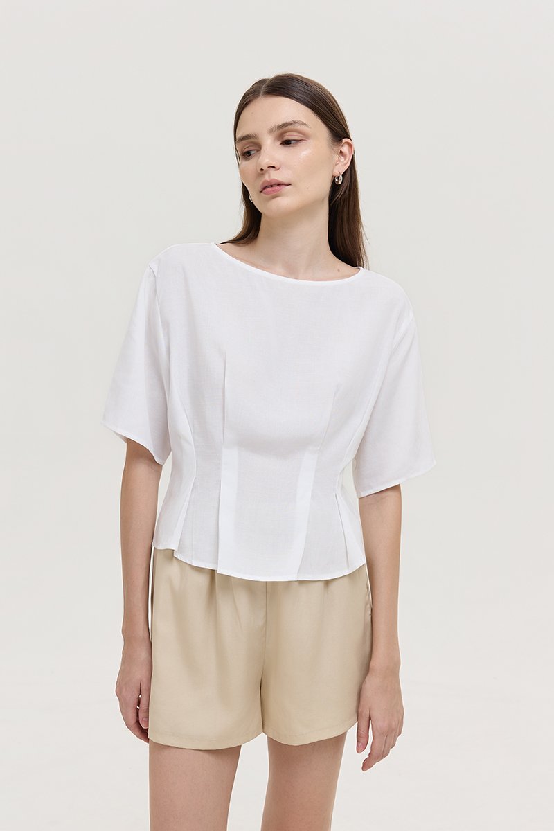 GABBIE PLEATED LINEN TOP