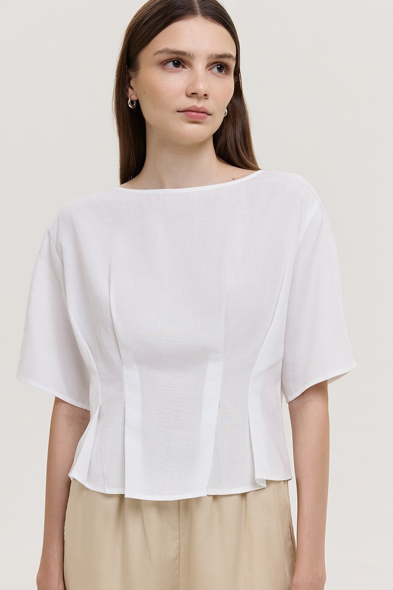 GABBIE PLEATED LINEN TOP