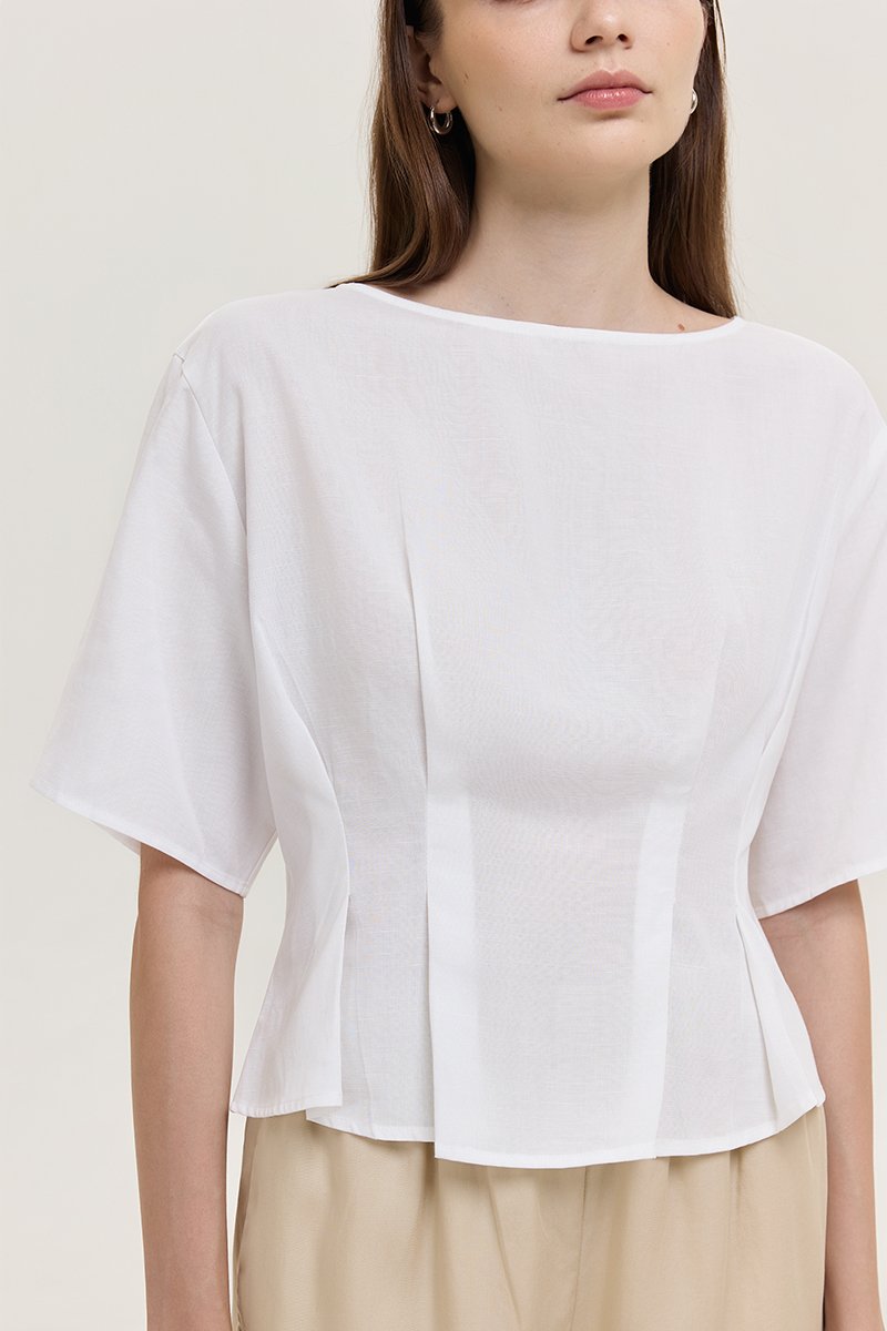 GABBIE PLEATED LINEN TOP