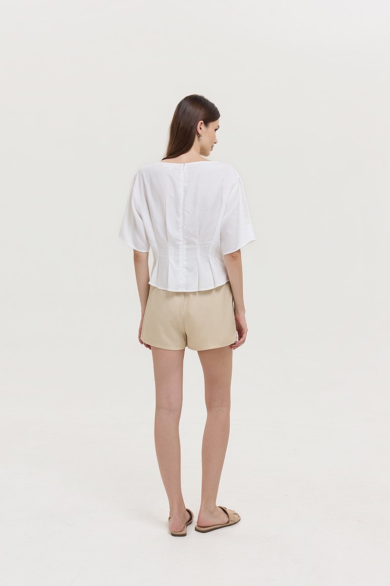GABBIE PLEATED LINEN TOP