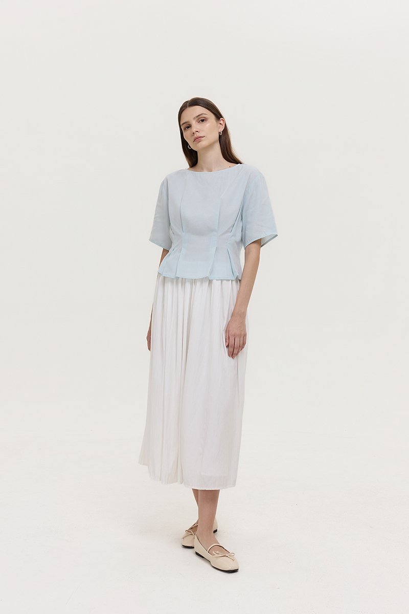 GABBIE PLEATED LINEN TOP
