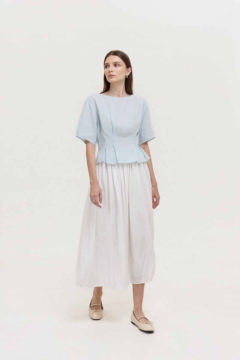 GABBIE PLEATED LINEN TOP