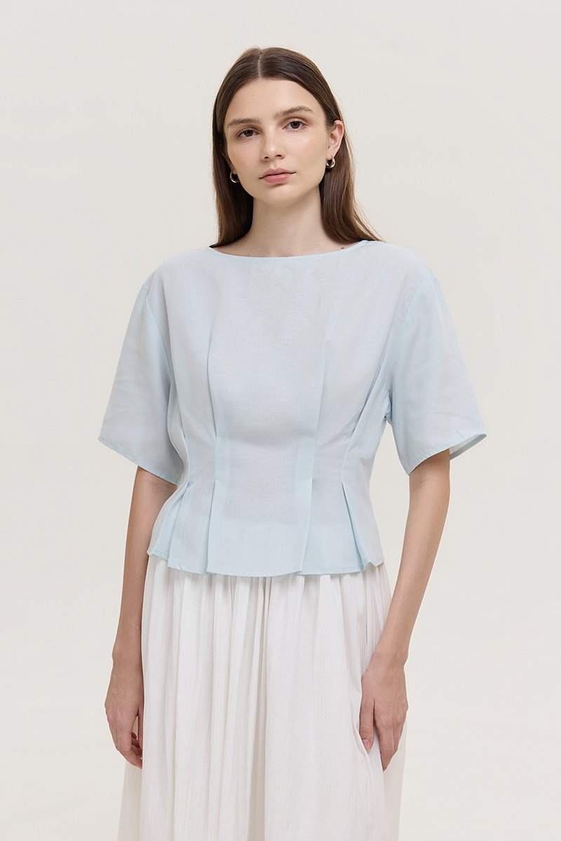GABBIE PLEATED LINEN TOP