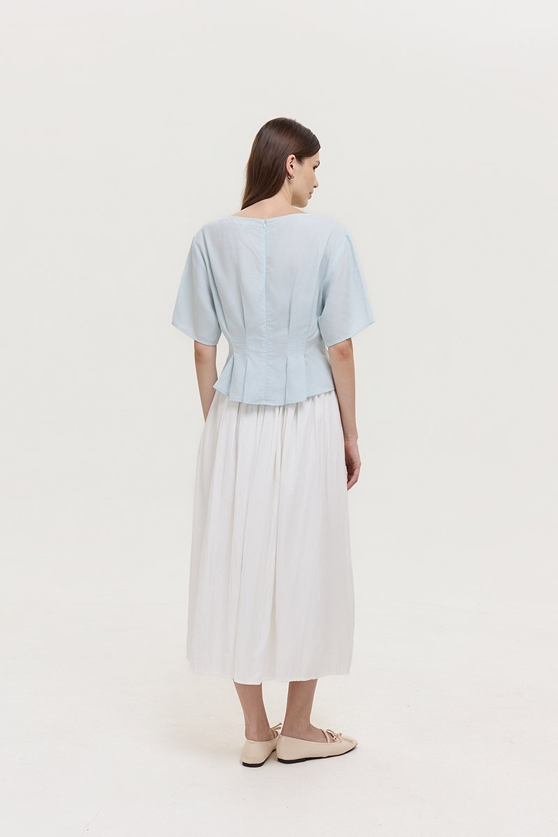 GABBIE PLEATED LINEN TOP