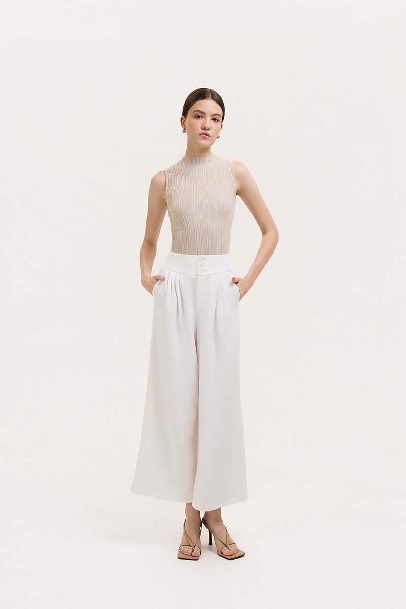 ADDIE PLEATED TAILORED TWILL PANTS