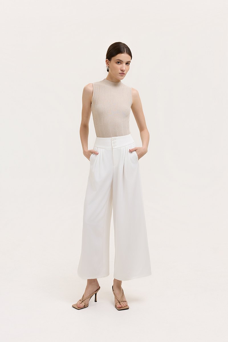ADDIE PLEATED TAILORED TWILL PANTS